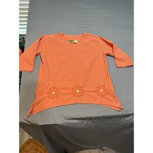 Palm Grove Orange‎ Floral Cotton Top PL